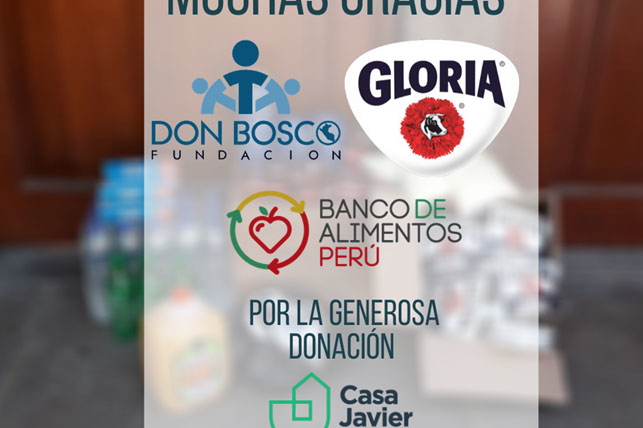 Agradecemos a Banco de Alimentos, Gloria y Don Bosco por sus donaciones durante la cuarentena.